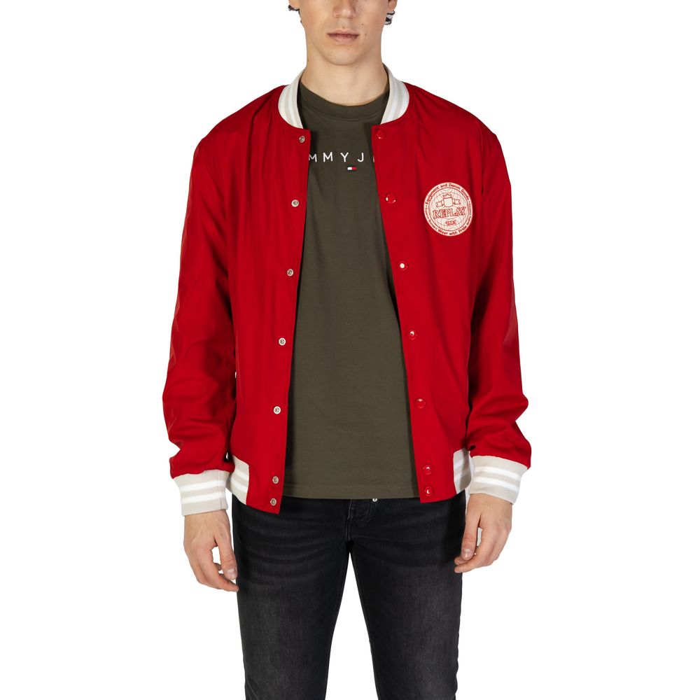 Replay Rote Baumwoll-Bomberjacke