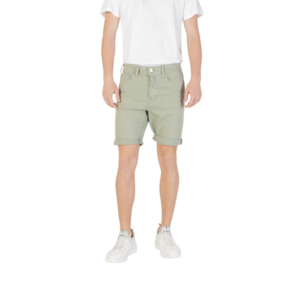 Replay Grüne Baumwoll-Bermuda-Shorts