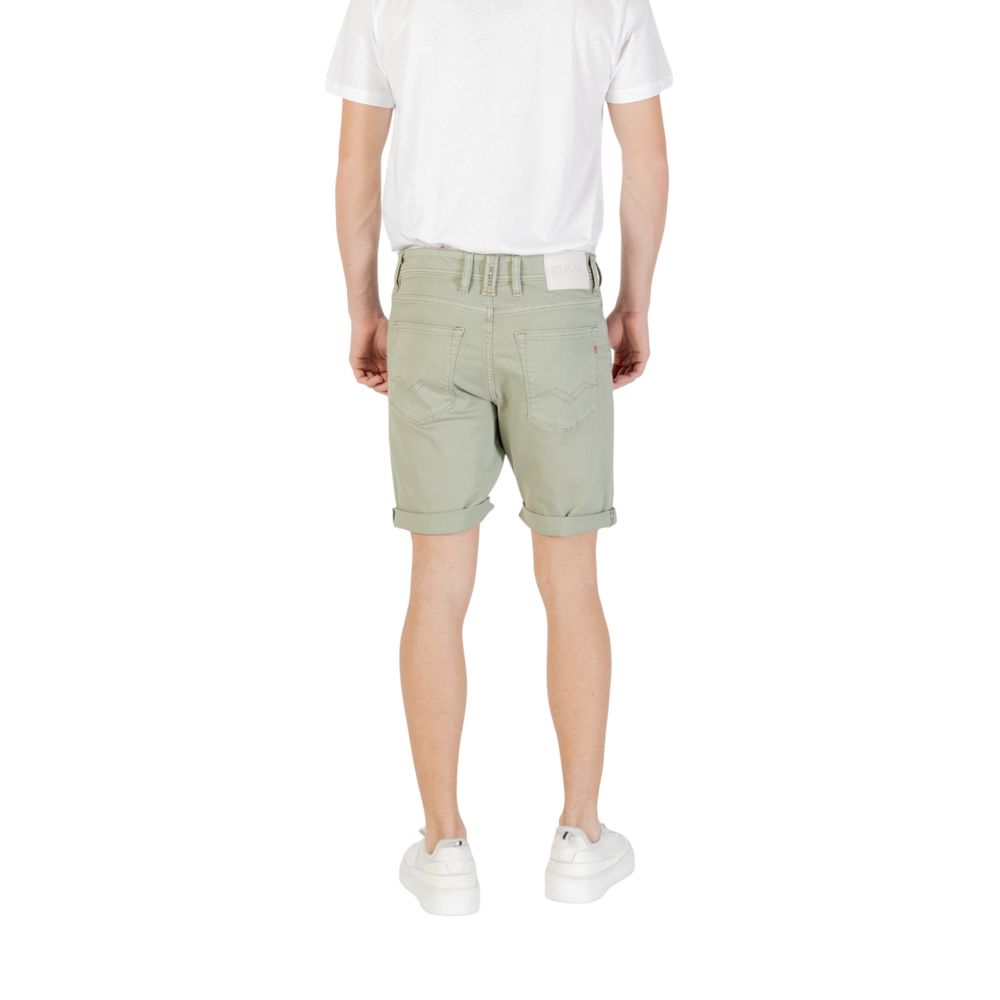 Replay Grüne Baumwoll-Bermuda-Shorts