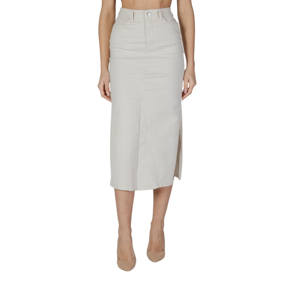 Vila Clothes Elegant Long Cotton-Blend Skirt
