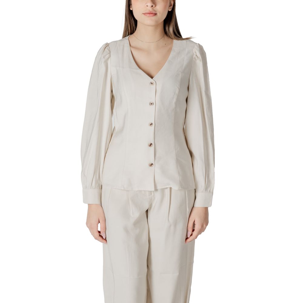 Vila Clothes Cremefarbenes Viskose-Top