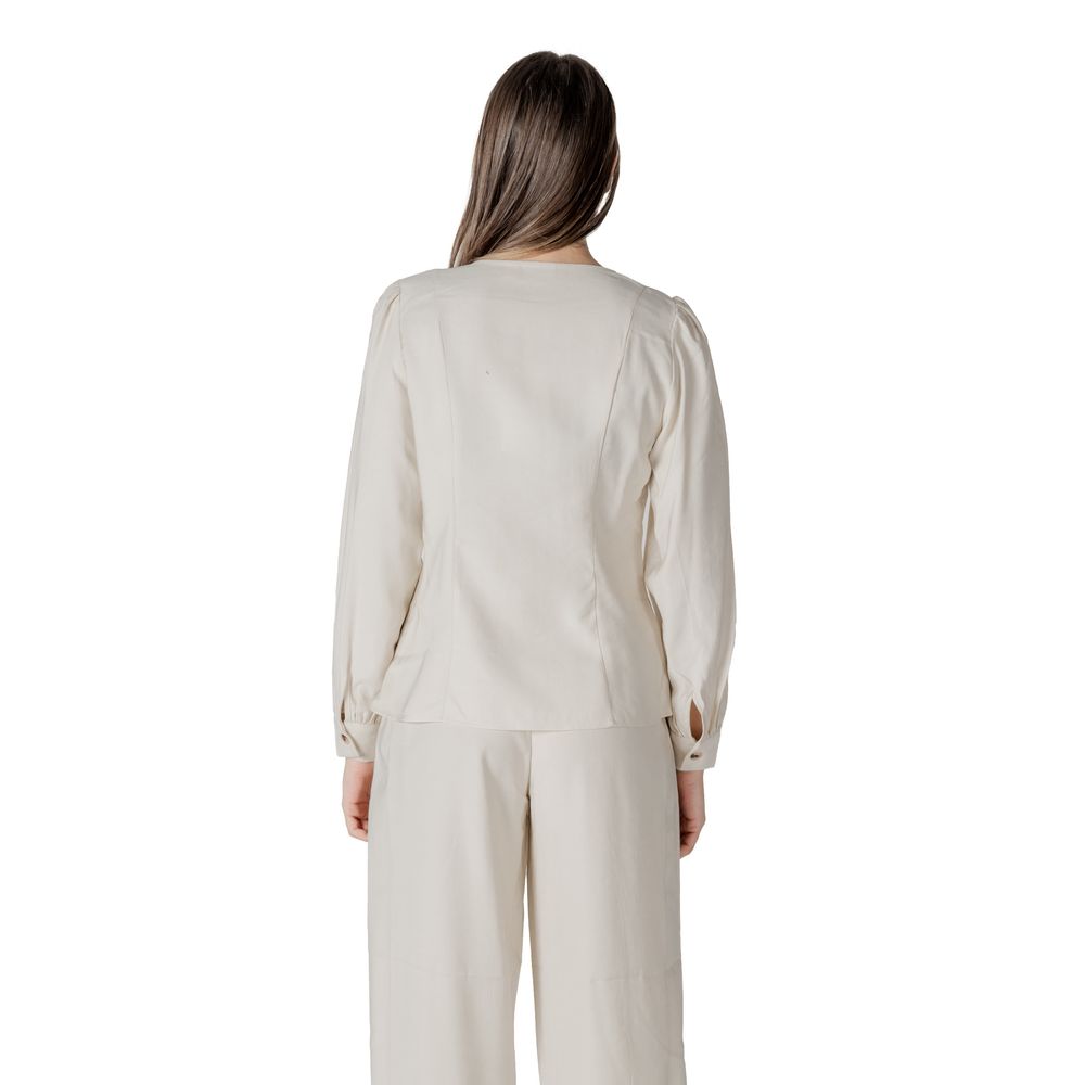 Vila Clothes Cremefarbenes Viskose-Top