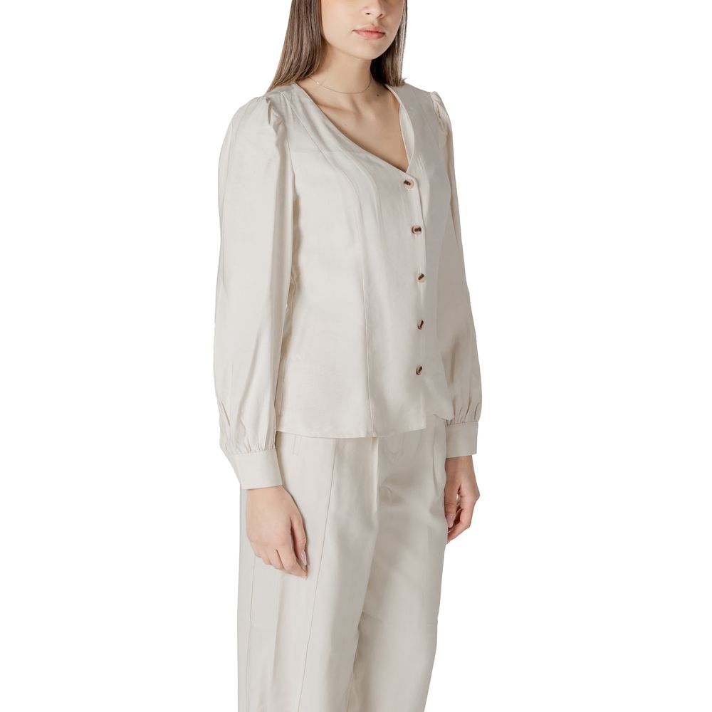 Vila Clothes Cremefarbenes Viskose-Top