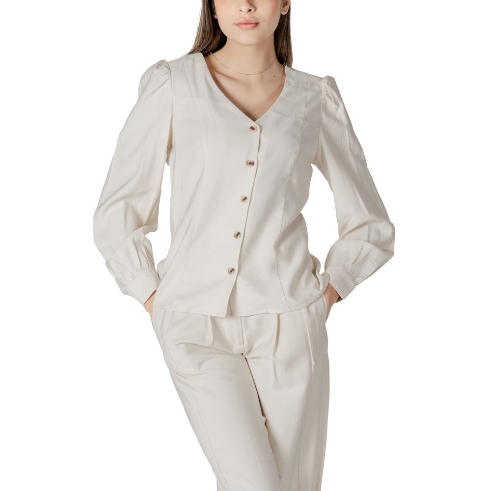 Vila Clothes Cremefarbenes Viskose-Top