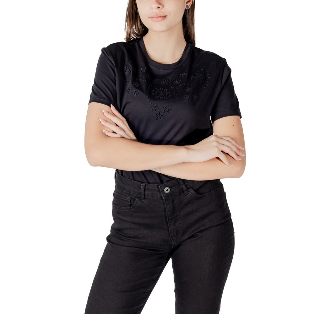 Jacqueline De Yong Schwarzes T-Shirt aus Baumwolle