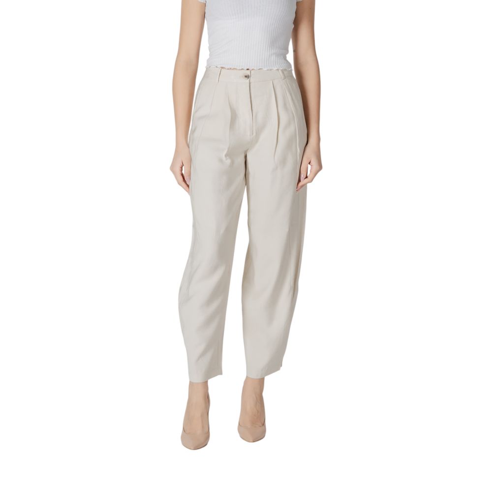 Vila Clothes Cremefarbene Viskosehose