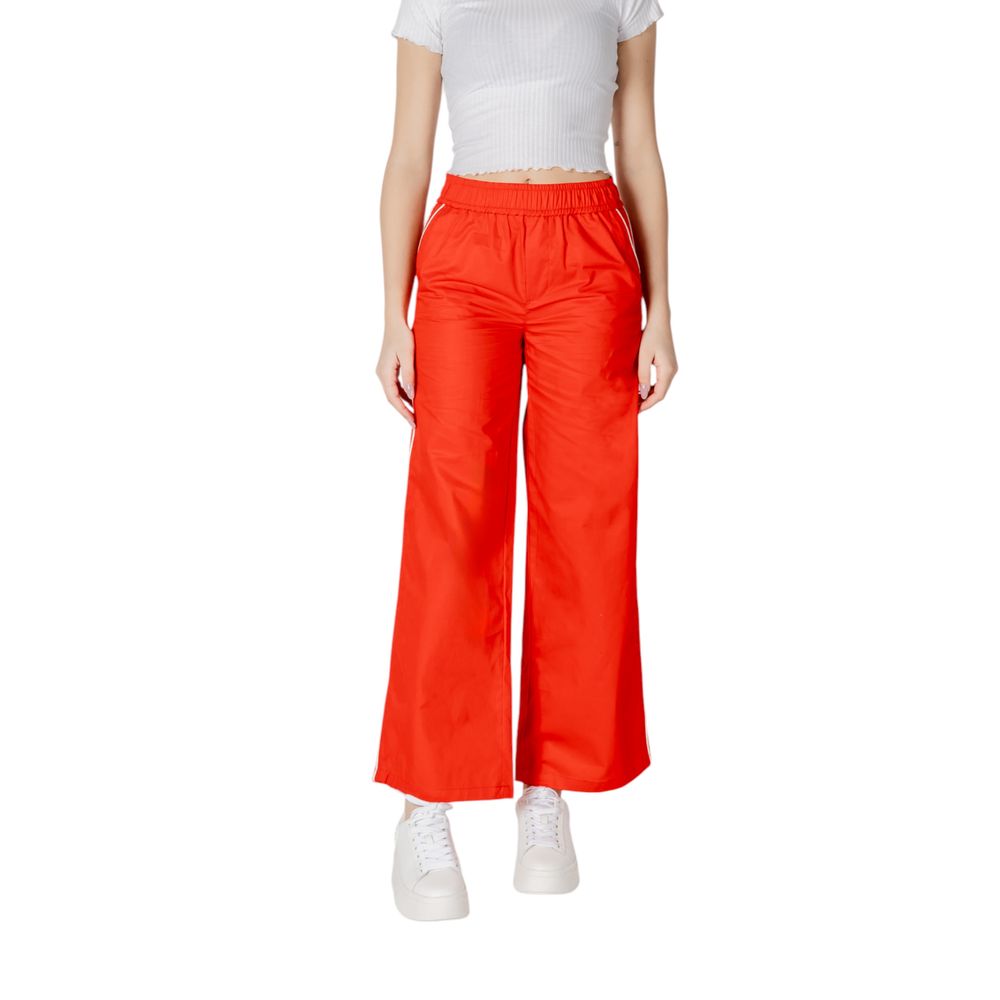 Only Red Cotton Trousers for Leisure