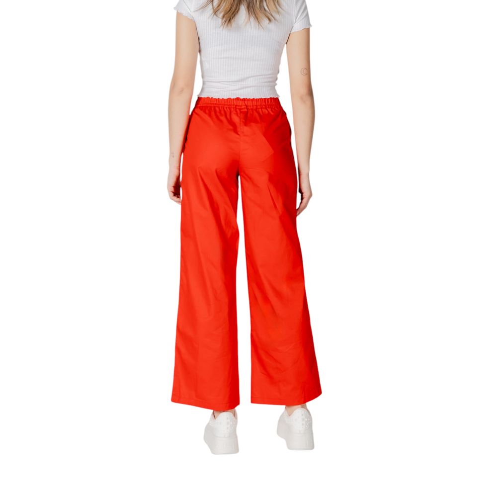 Only Red Cotton Trousers for Leisure