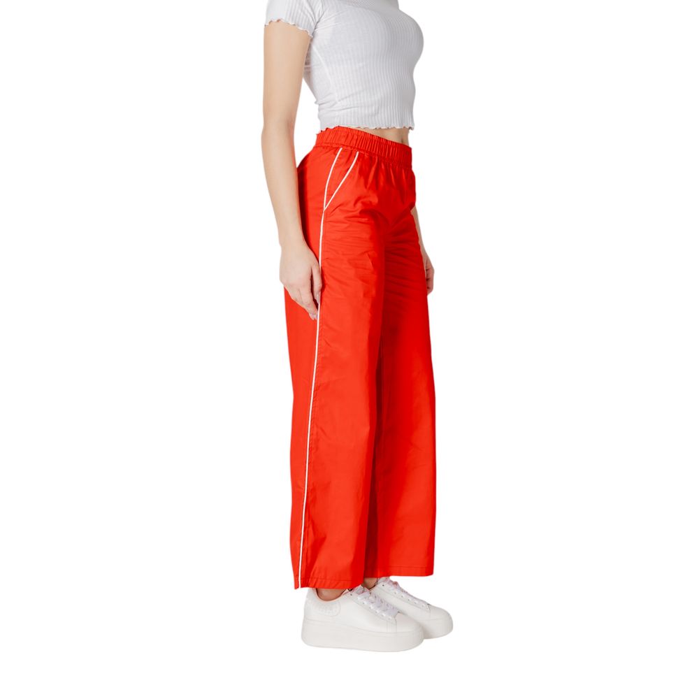Only Red Cotton Trousers for Leisure