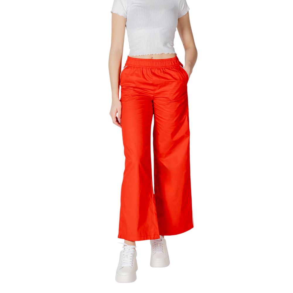 Only Red Cotton Trousers for Leisure