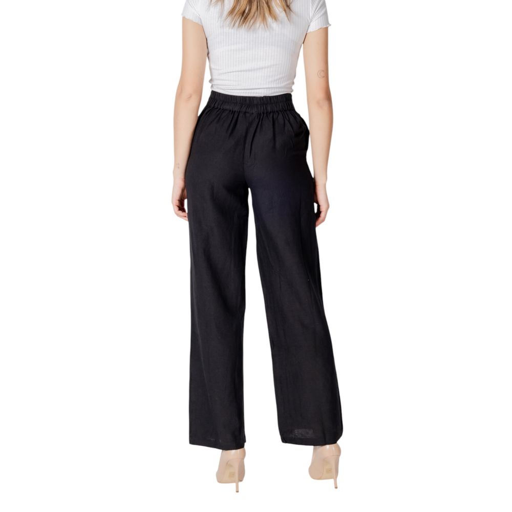 Vila Clothes Black Viscose Trousers