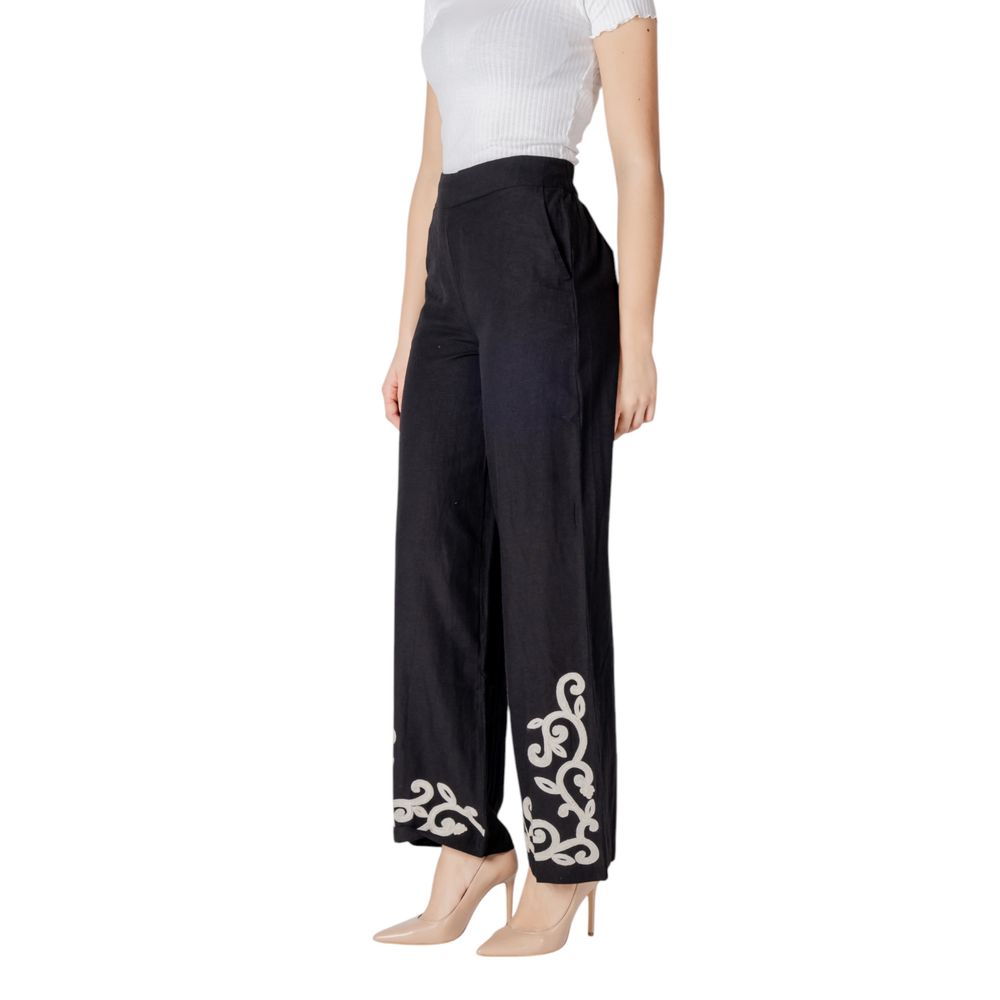 Vila Clothes Black Viscose Trousers