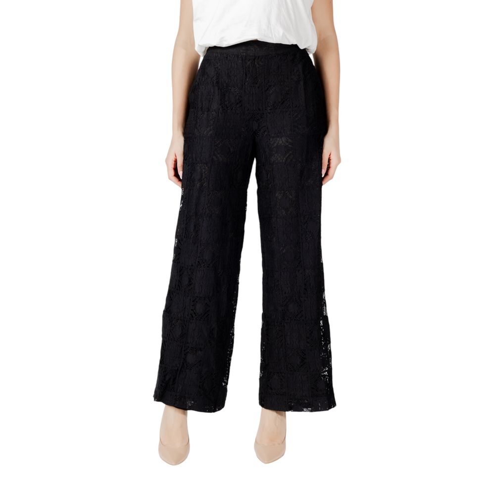 Vila Clothes Black Cotton Trousers