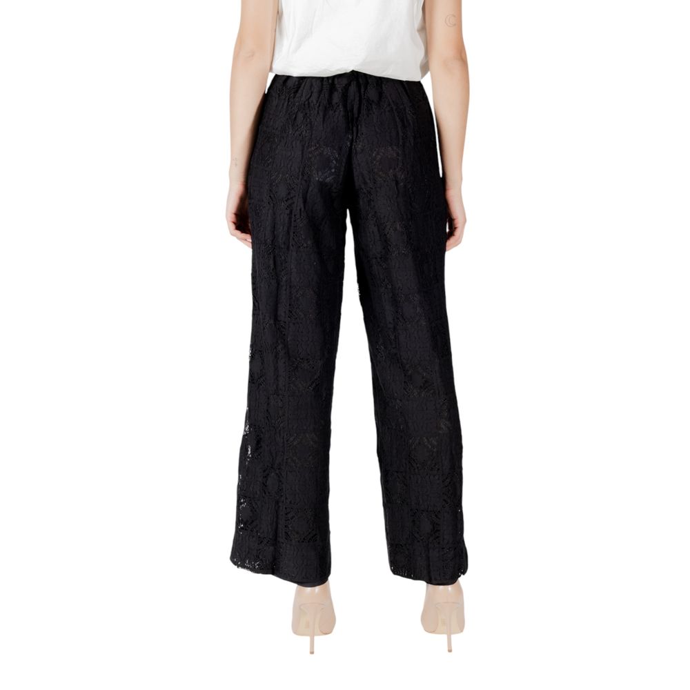 Vila Clothes Black Cotton Trousers