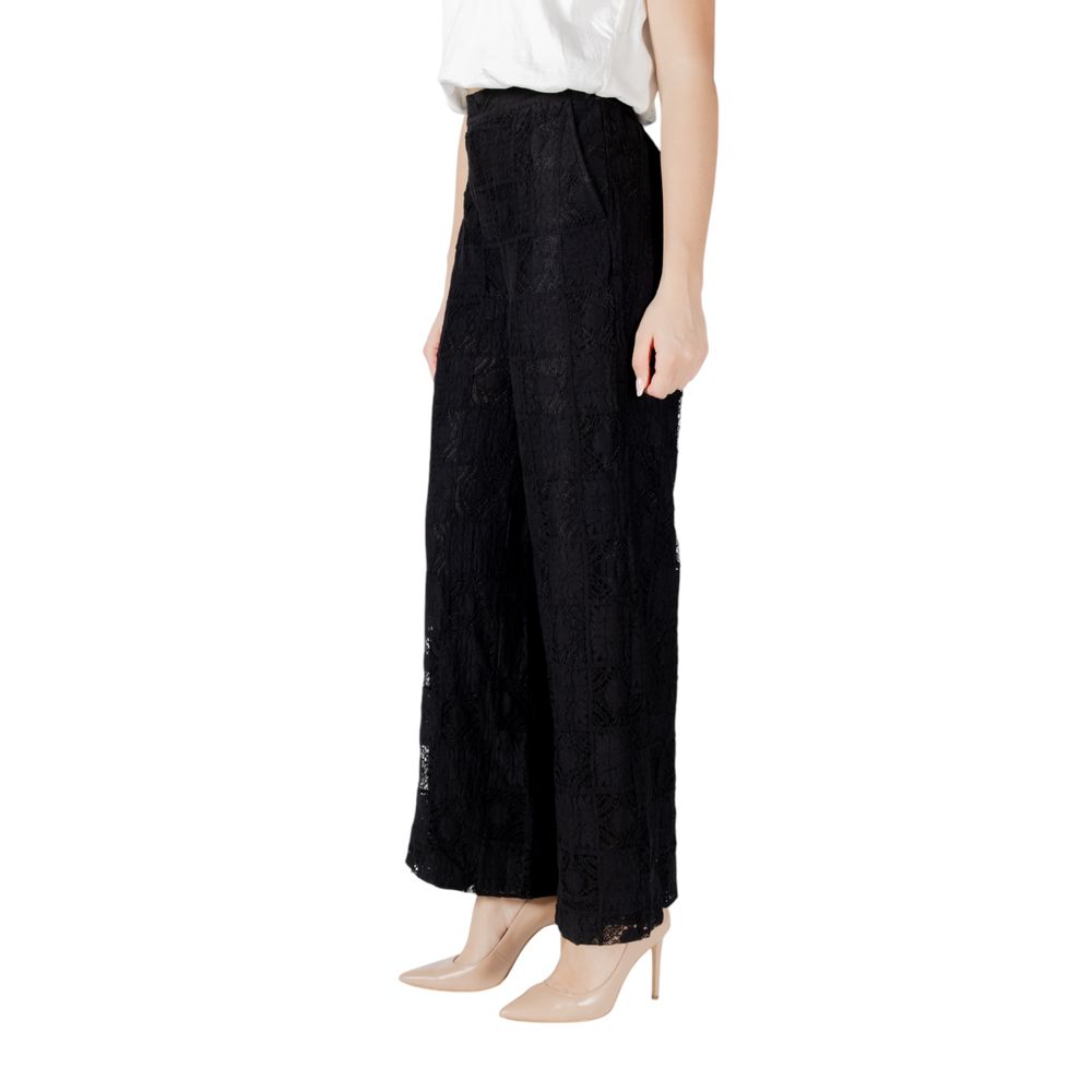 Vila Clothes Black Cotton Trousers