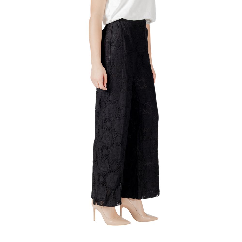 Vila Clothes Black Cotton Trousers