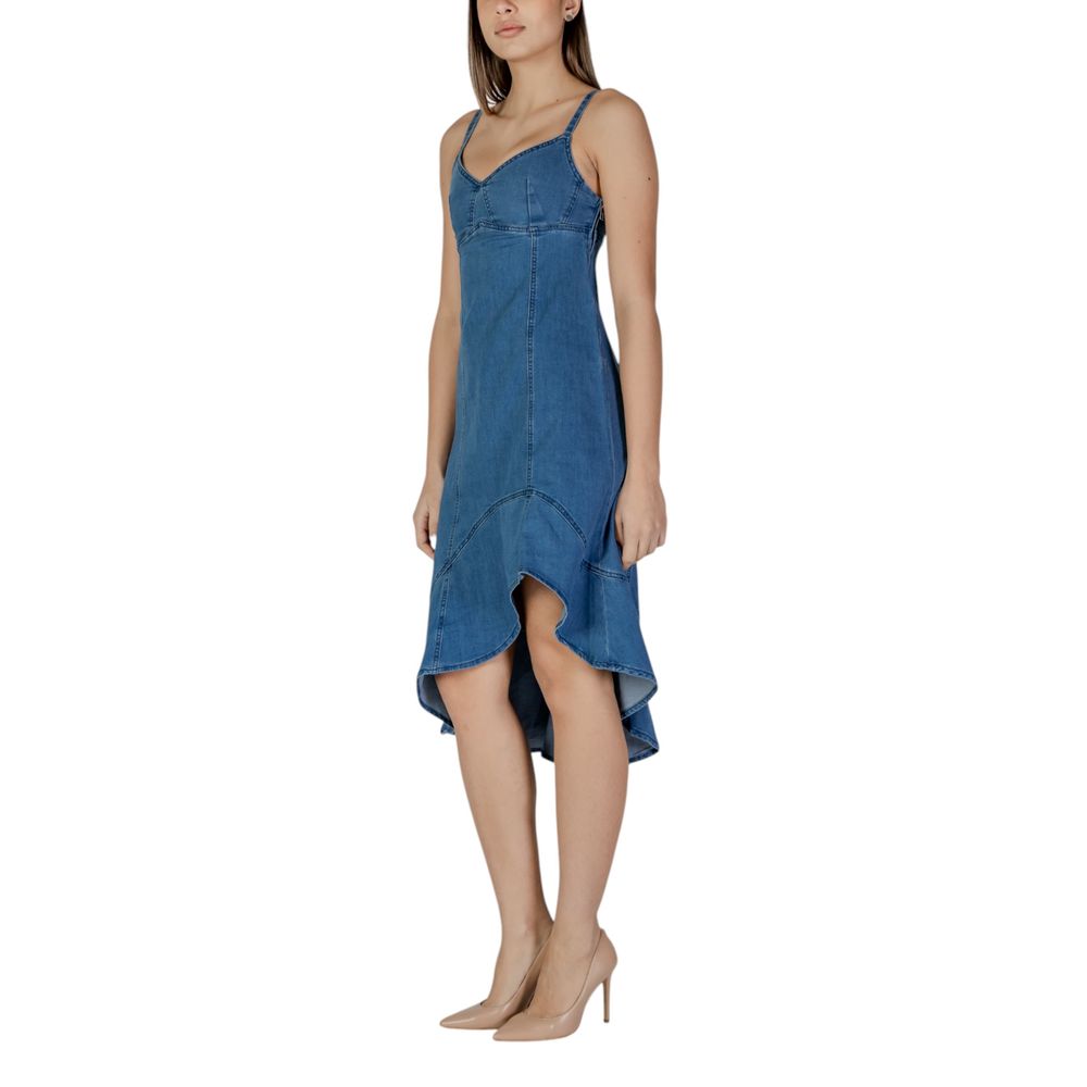 Desigual Langes Baumwollkleid in Blau