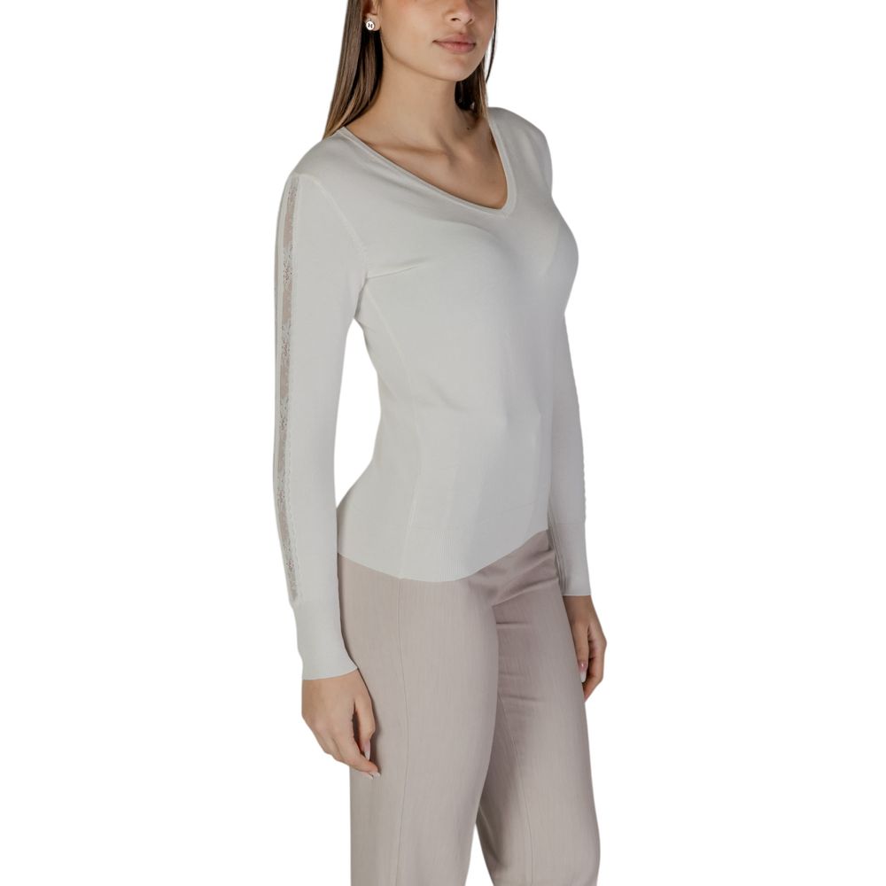 Street One Langärmeliges T-Shirt aus Viskose in Creme