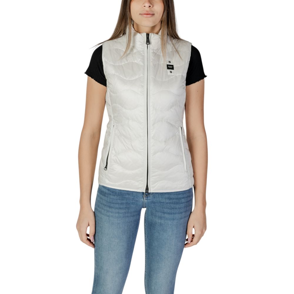 Blue White Polyamide Sleeveless Jacket
