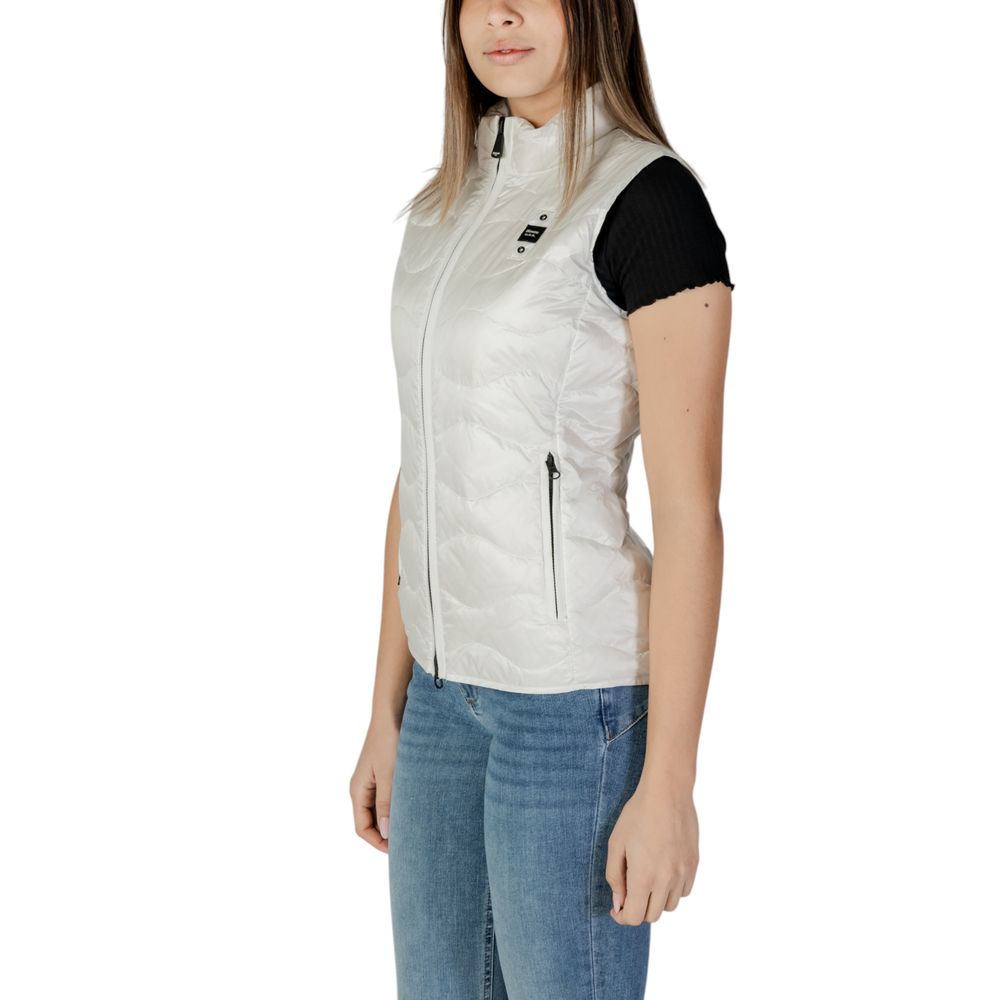 Blue White Polyamide Sleeveless Jacket