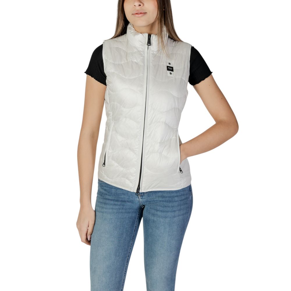 Blue White Polyamide Sleeveless Jacket