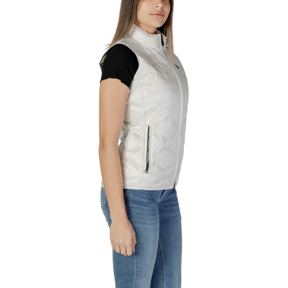 Blue White Polyamide Sleeveless Jacket