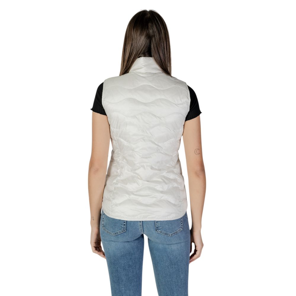 Blue White Polyamide Sleeveless Jacket