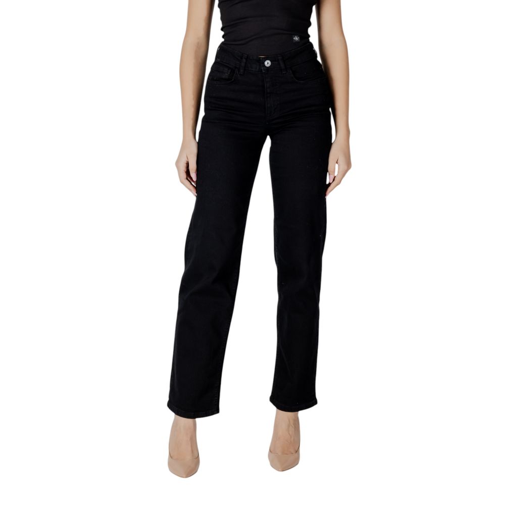 ICHI Schwarze Baumwolljeans mit lockerer Passform
