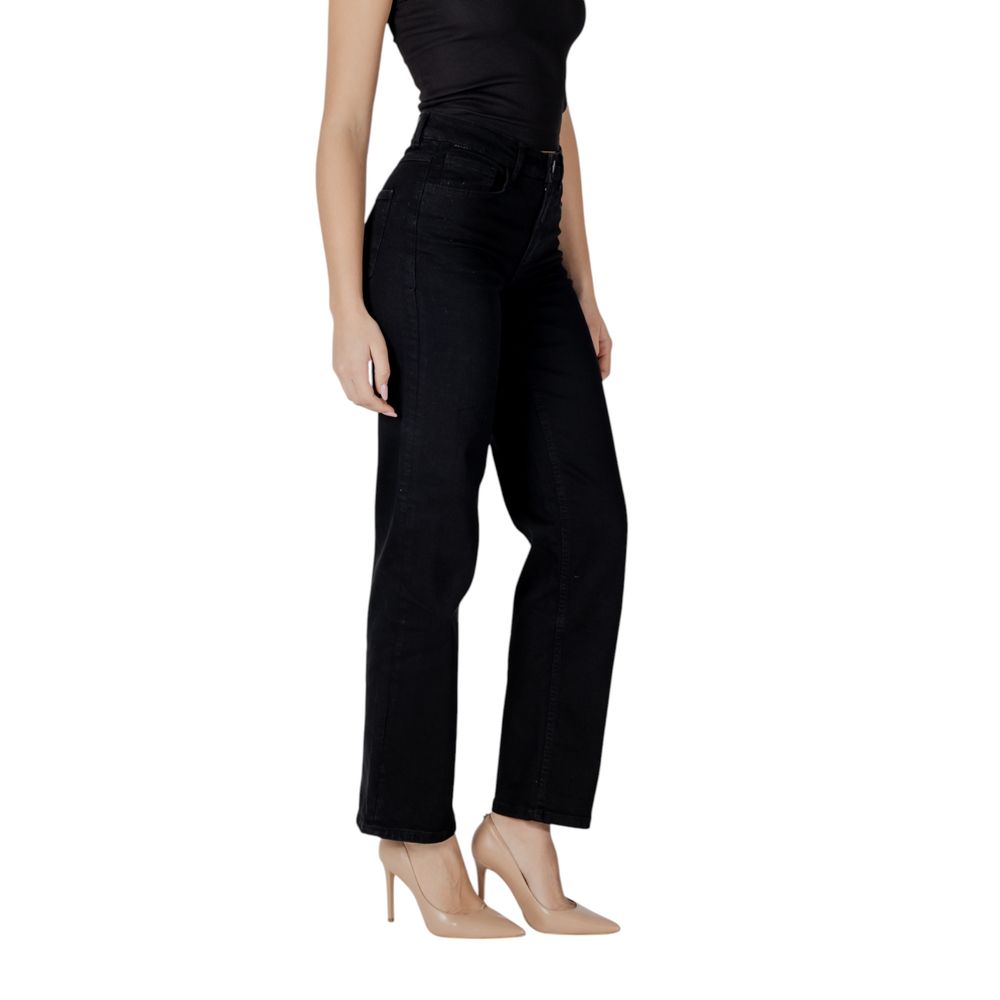 ICHI Schwarze Baumwolljeans mit lockerer Passform