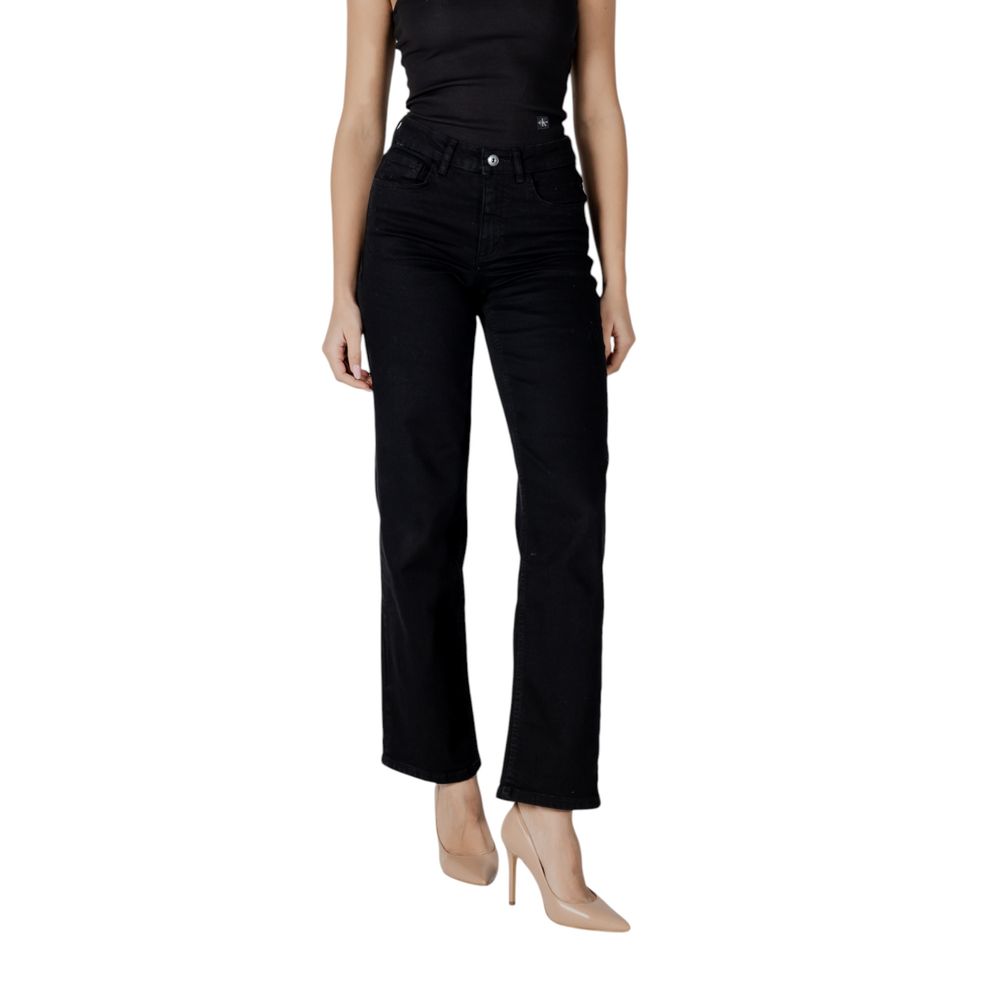 ICHI Schwarze Baumwolljeans mit lockerer Passform