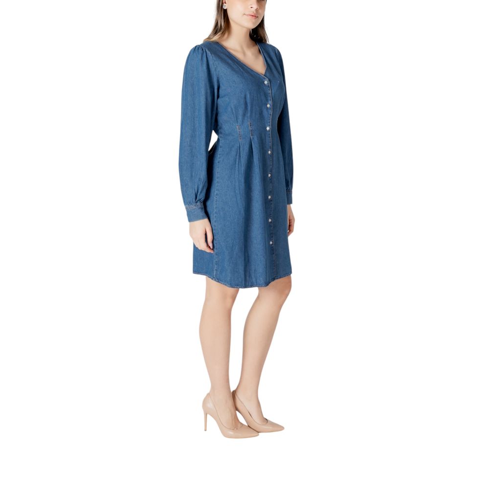 ICHI Blaues Baumwoll-Kurzkleid