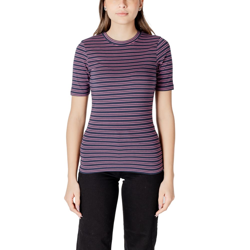 ICHI Bicolor T-Shirt aus Baumwolle
