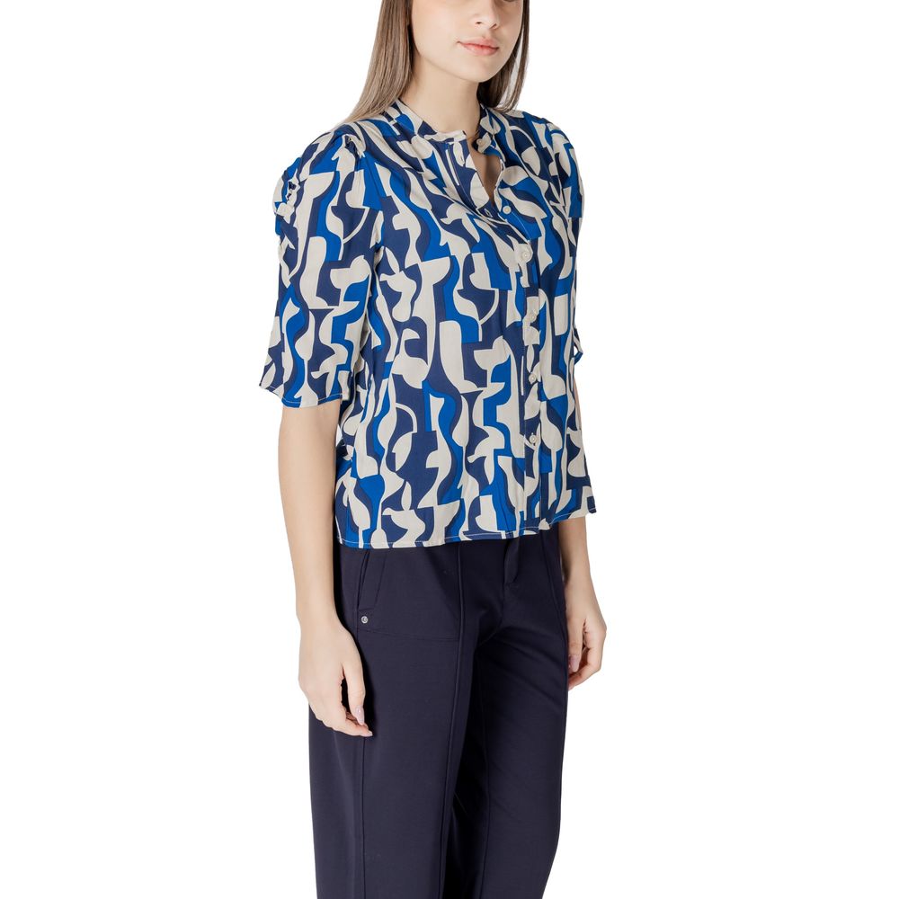 ICHI Blaue Viskose-Bluse