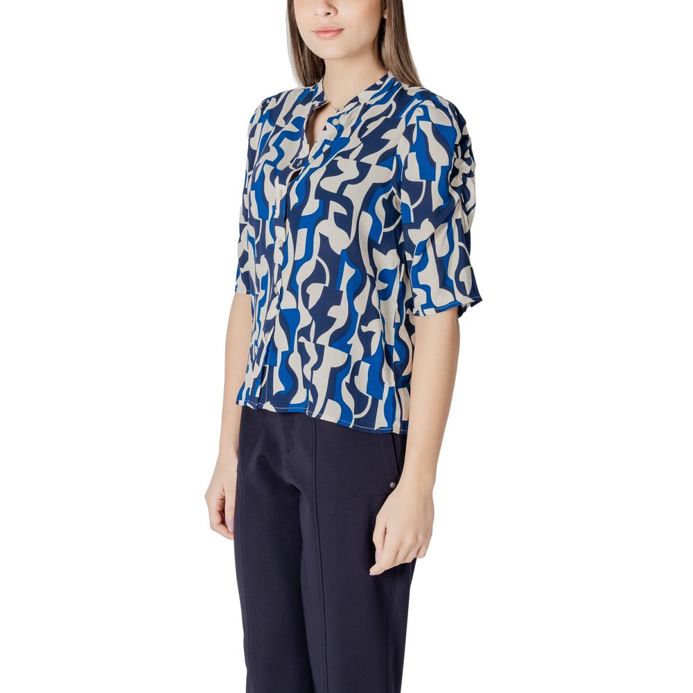 ICHI Blaue Viskose-Bluse