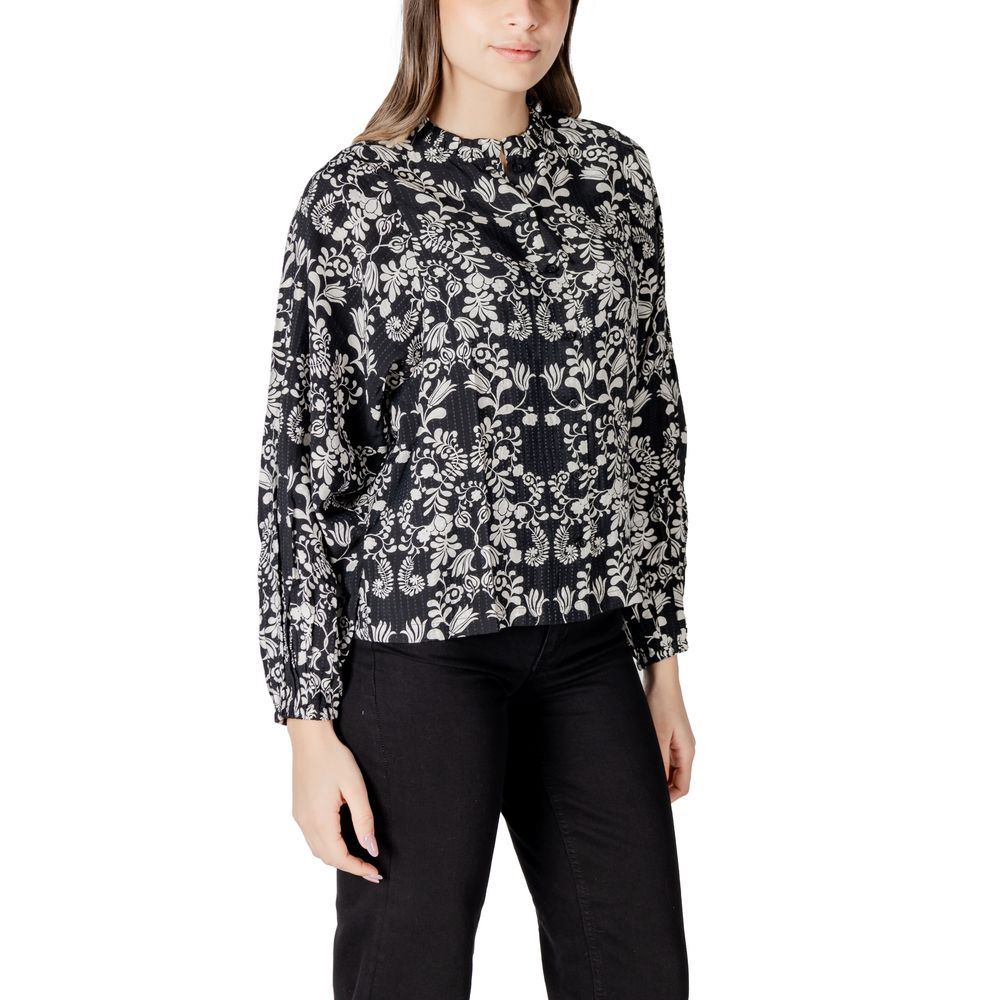 ICHI Schwarze Viskosebluse
