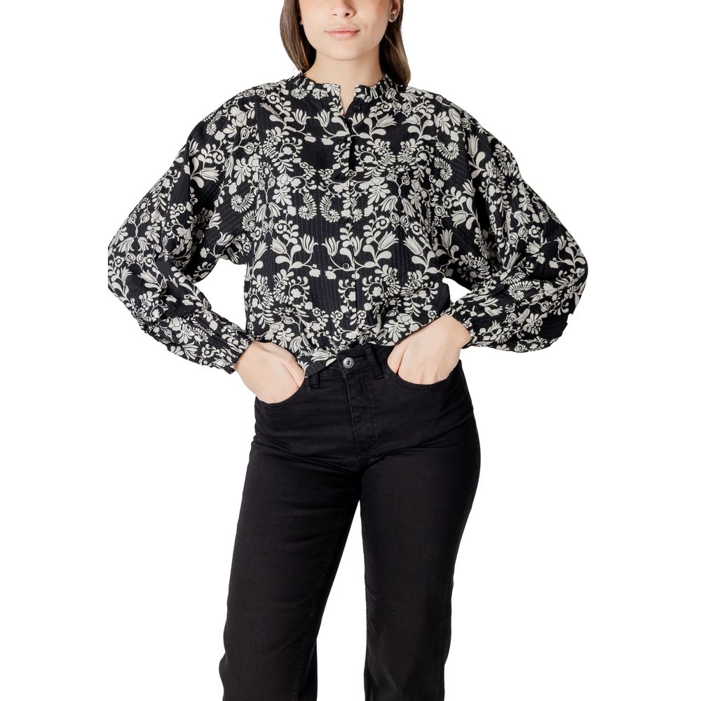 ICHI Schwarze Viskosebluse