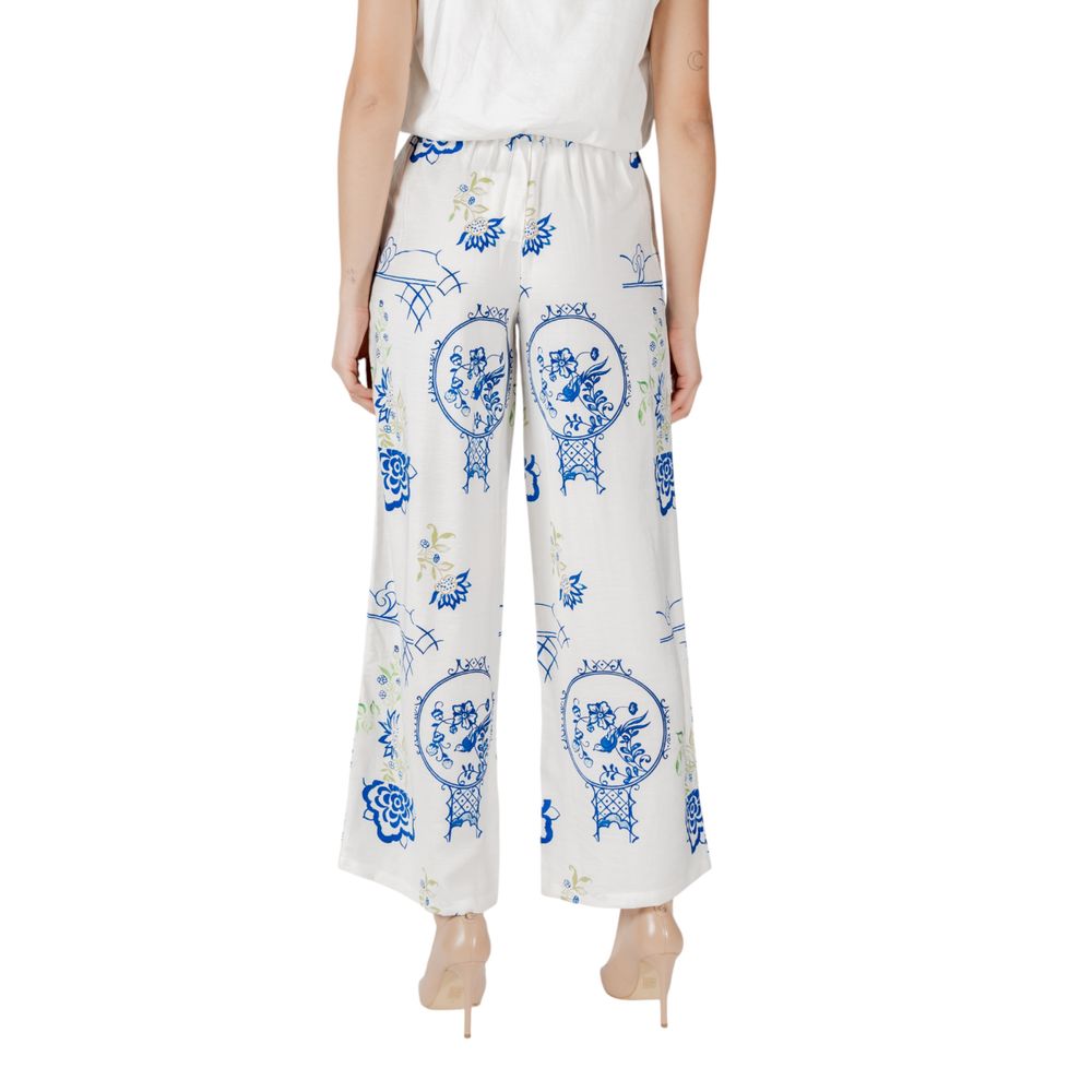 ICHI White Viscose Trousers
