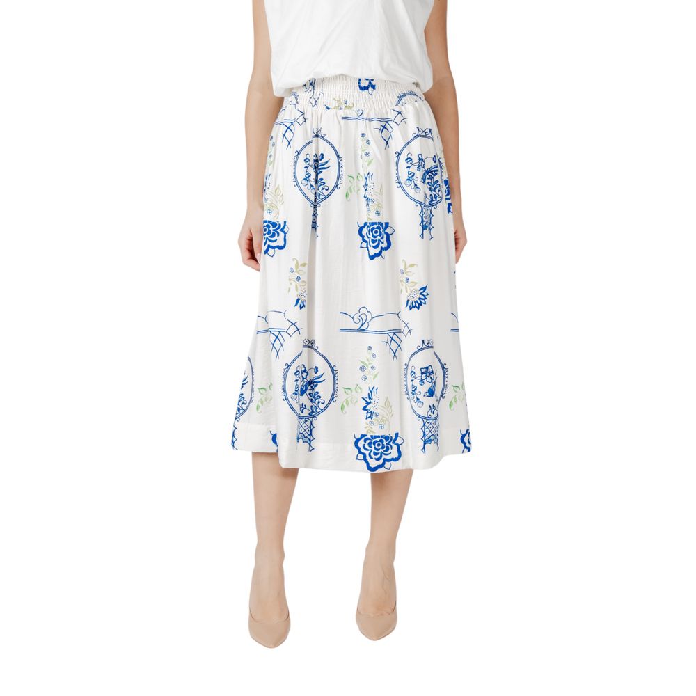 ICHI White Viscose Skirt