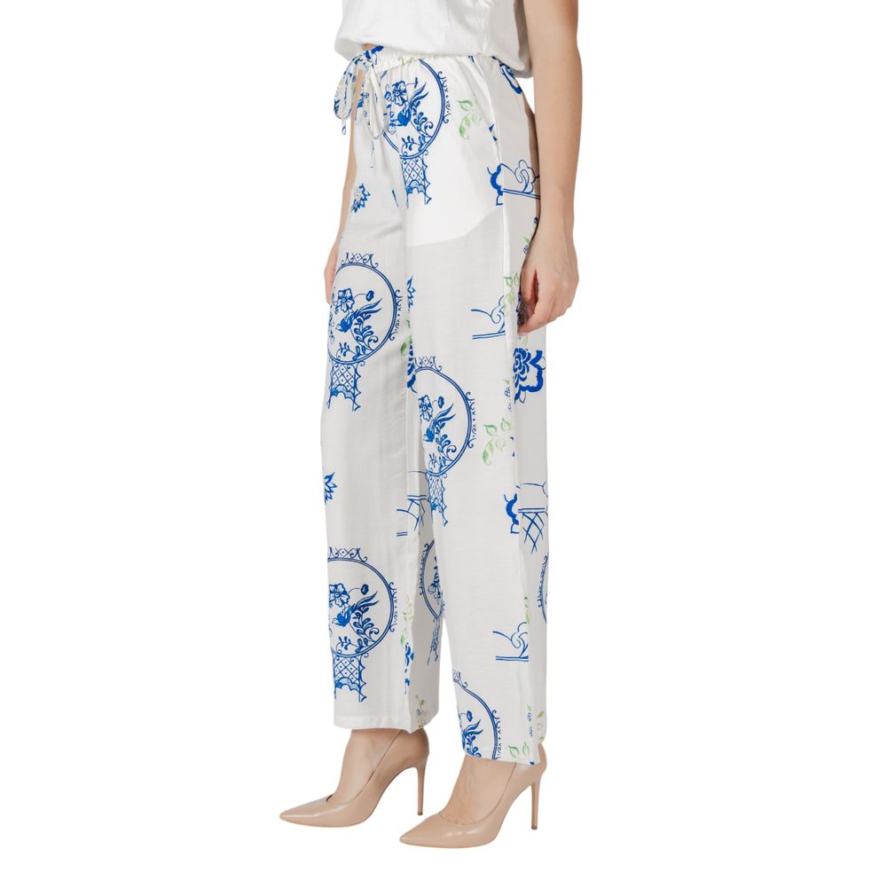 ICHI White Viscose Trousers