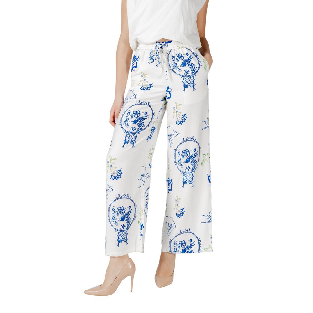 ICHI White Viscose Trousers