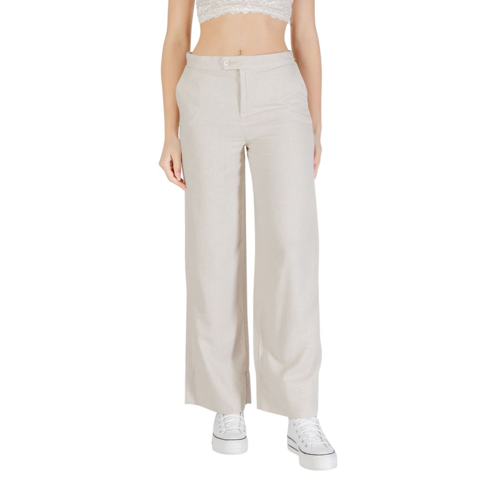 Only Beigefarbene Viskose-Hose im Casual-Look