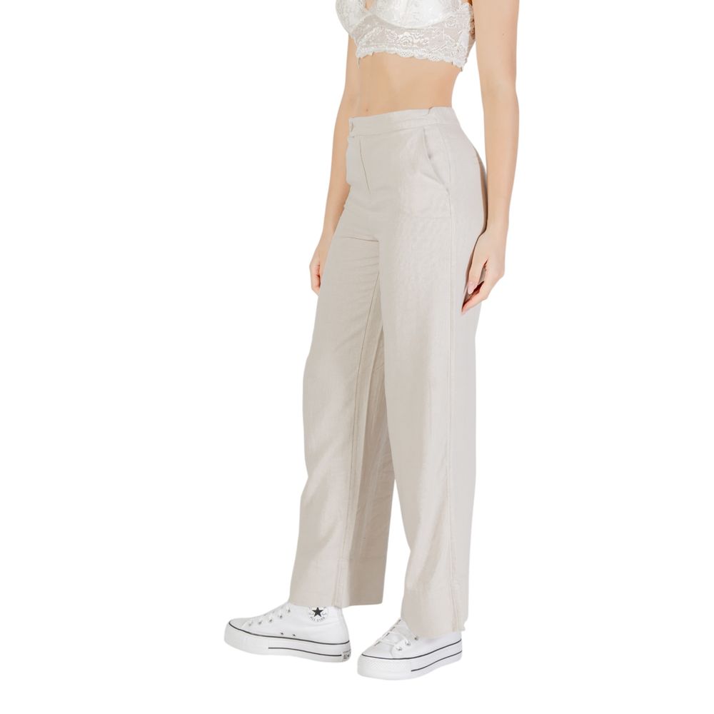 Only Beigefarbene Viskose-Hose im Casual-Look