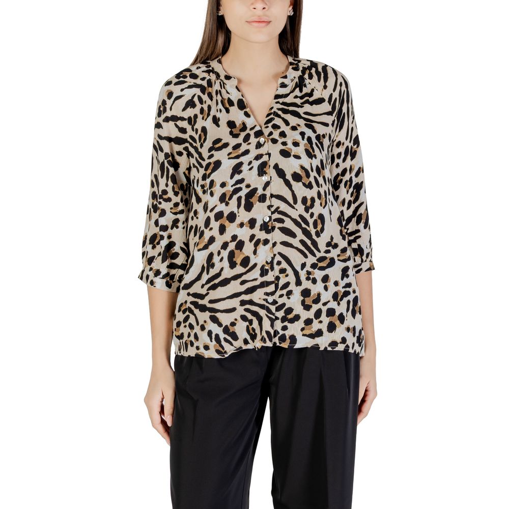 ICHI Beigefarbene Viskose-Bluse