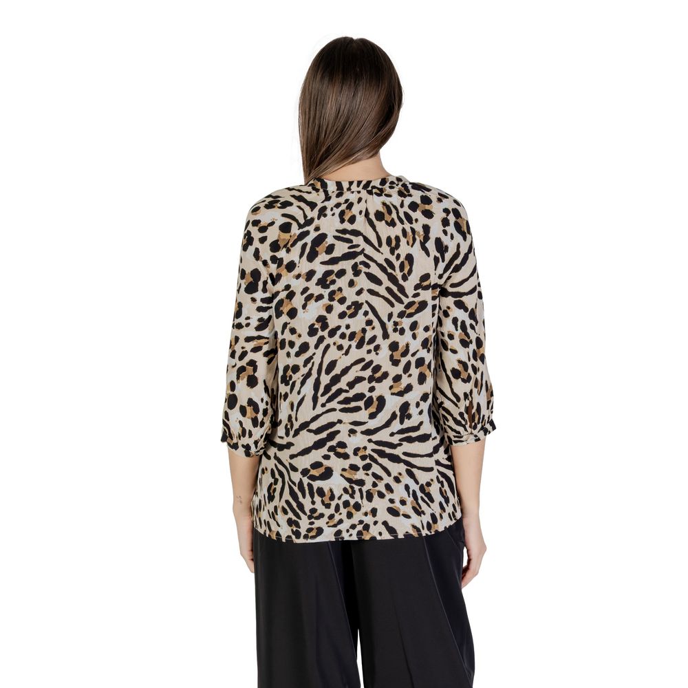 ICHI Beigefarbene Viskose-Bluse