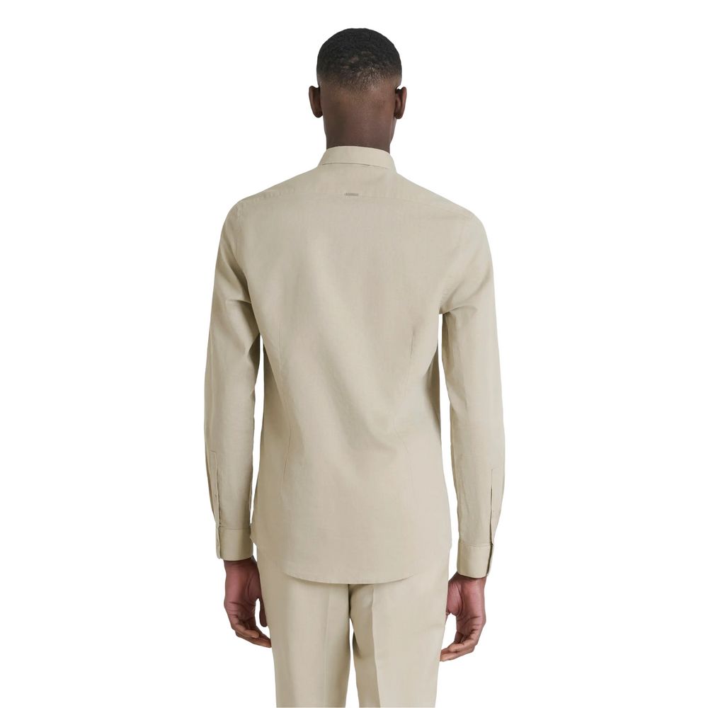 Antony Morato Beigefarbenes Baumwollhemd