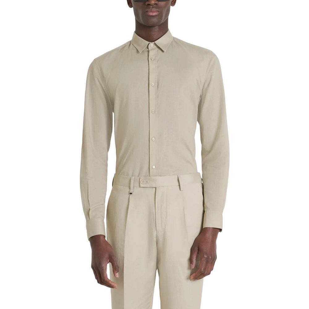 Antony Morato Beigefarbenes Baumwollhemd