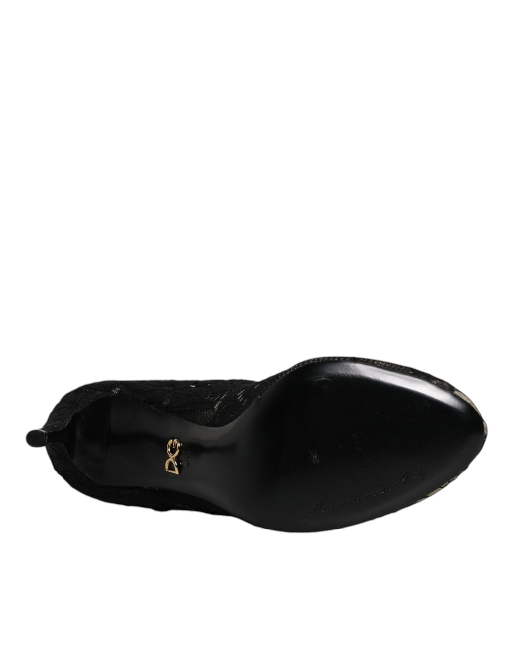 Dolce & Gabbana Schwarze Spitze Stretch Heels Mittlere Wadenstiefel Schuhe