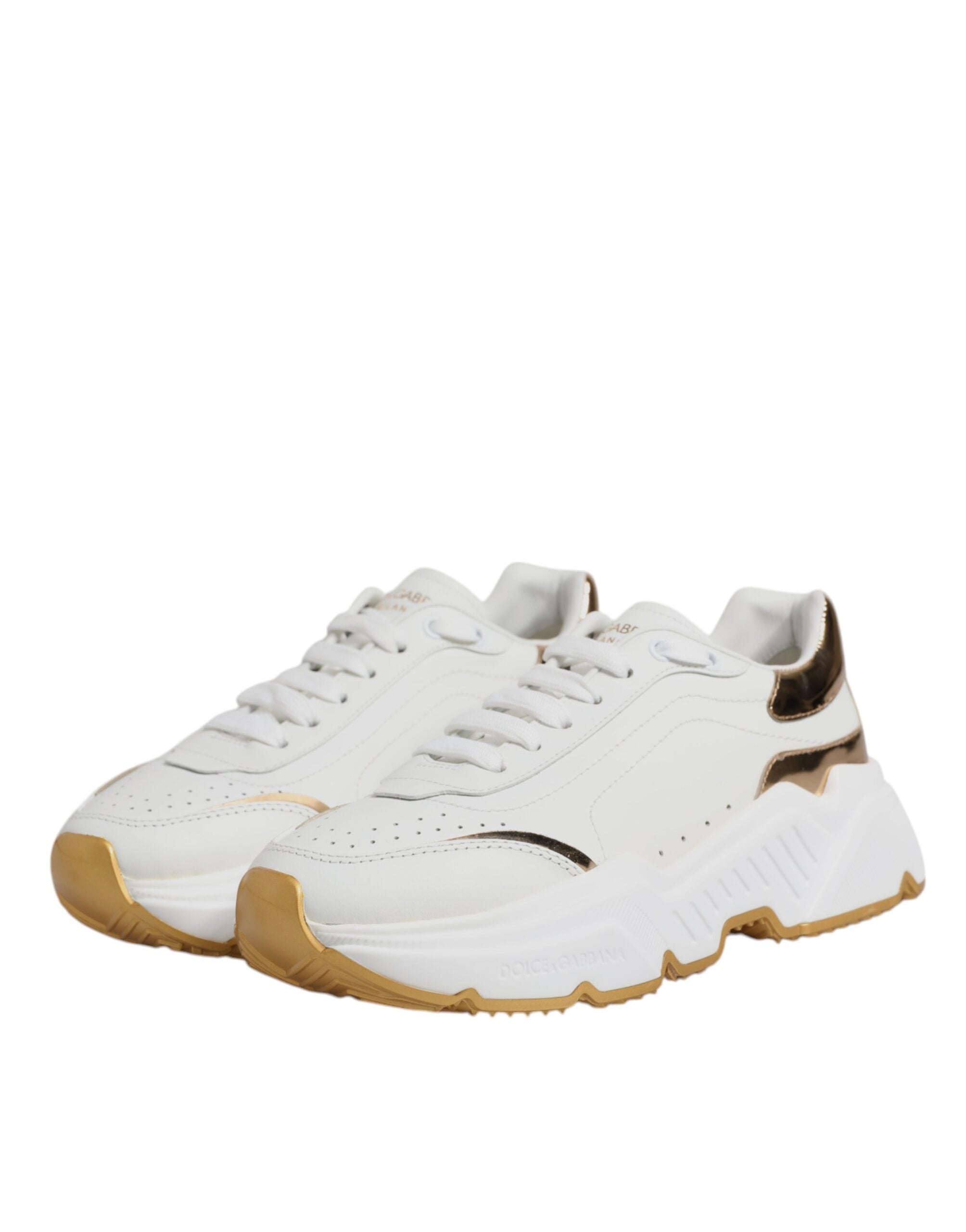Dolce & Gabbana White Gold Daymaster Low Top Sneakers Shoes