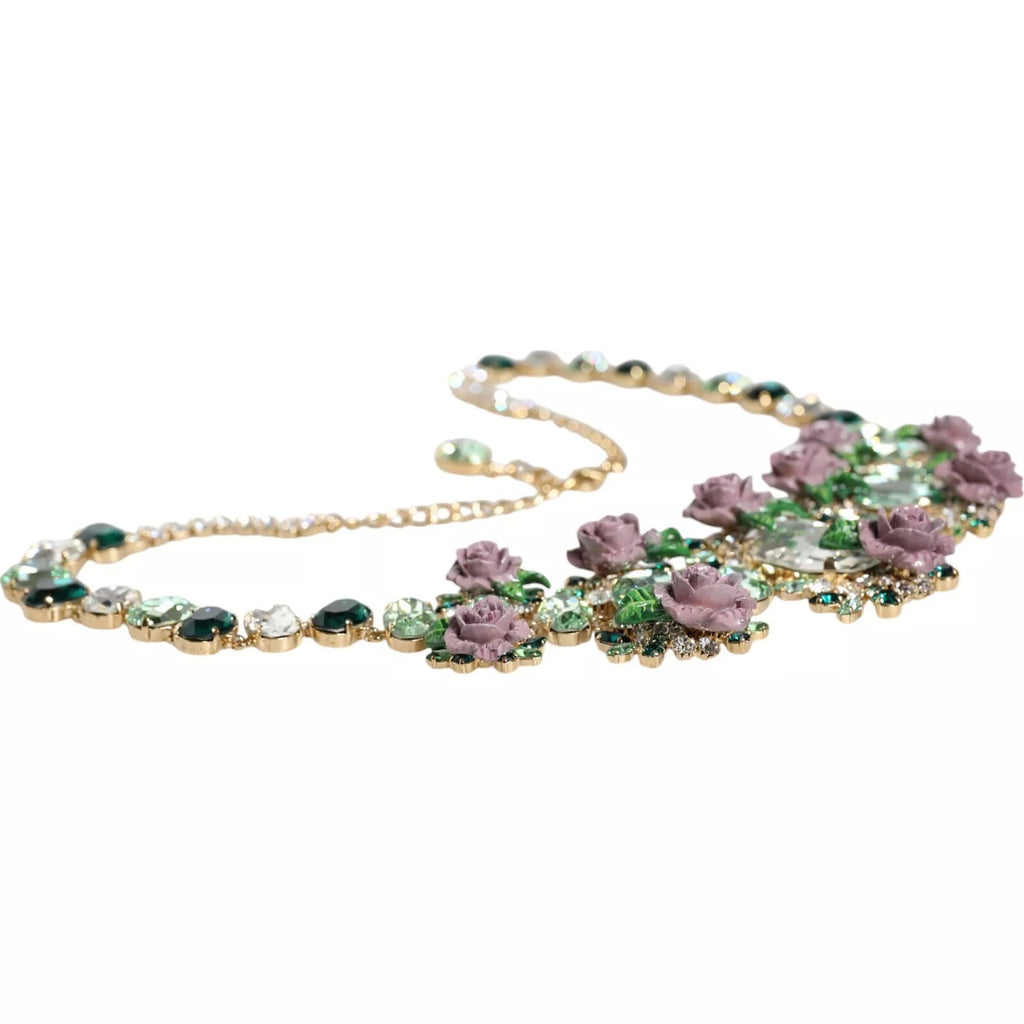 Dolce & Gabbana Gold-Messing-Gliederkette Rose Petal Crystal Halskette