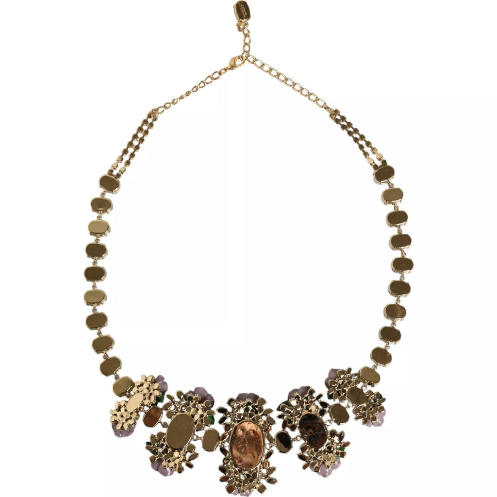 Dolce & Gabbana Gold-Messing-Gliederkette Rose Petal Crystal Halskette